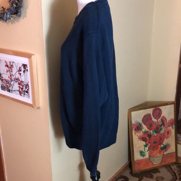 Vintage 90’s LL Bean size Large Tall Classic Crewneck Sweater 100% Cotton Navy - Picture 6 of 13